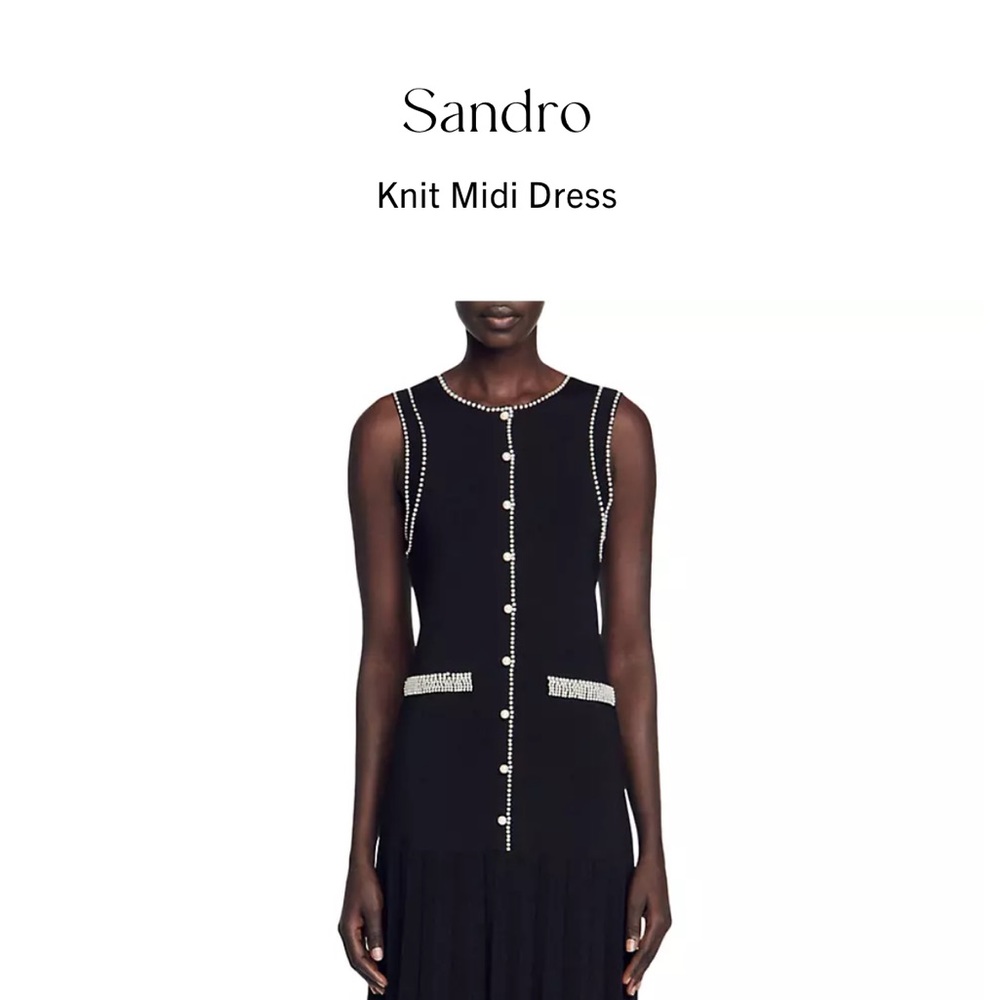 Sandro beautiful knit dress with pearl detail.